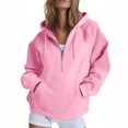 thumbnail image 1 of FNFYFH Women's Hoodies Solid Color Half Zip Up Sweatshirt Hooded Loose Fit Long Sleeve Pullover Tops Cute Y2k Fall Clothes 2025, 1 of 4