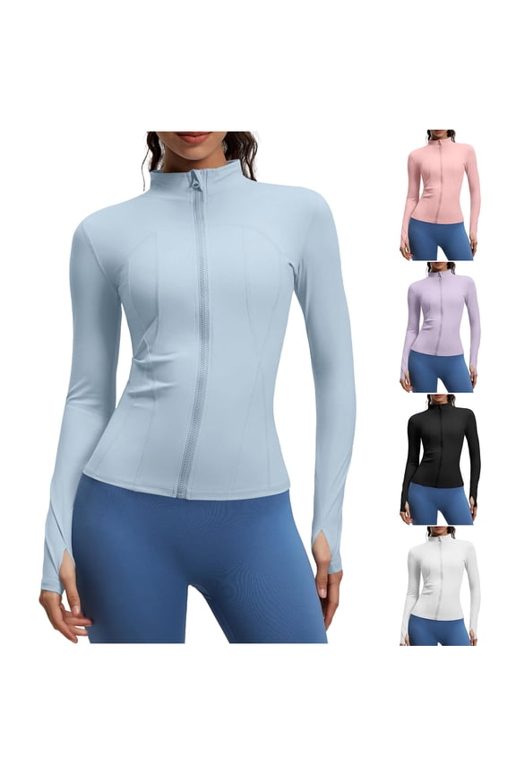 Women's Lightweight Yoga Athletic Jacket UPF 50+ Sun Protection Full Zip Long Sleeve Shirts Gym Workout Shirt