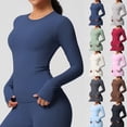 thumbnail image 1 of FNFYFH Women’s Long Sleeve Shirt Crew Neck Slim Fitted Gym Workout Shirts Quick Dry Athletic Base Layer, 1 of 10