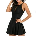 thumbnail image 1 of FNFYFH Women's One Piece Swim Dress High Neck Swimsuit Tummy Control Halter Modest Skirt Bathing Suits Long Swimdress, 1 of 5