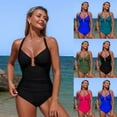 thumbnail image 1 of FNFYFH Women's One Piece Swimsuits V Neck Swimwear Bathing Suit Tummy Control Slimming Swimsuit, 1 of 8
