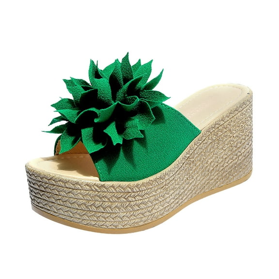 FNFYFH Women's Platform Espadrille Slide Sandals Bowknot Wedge Sandals Slip On Open Toe High Heels Casual Summer Dress Shoes