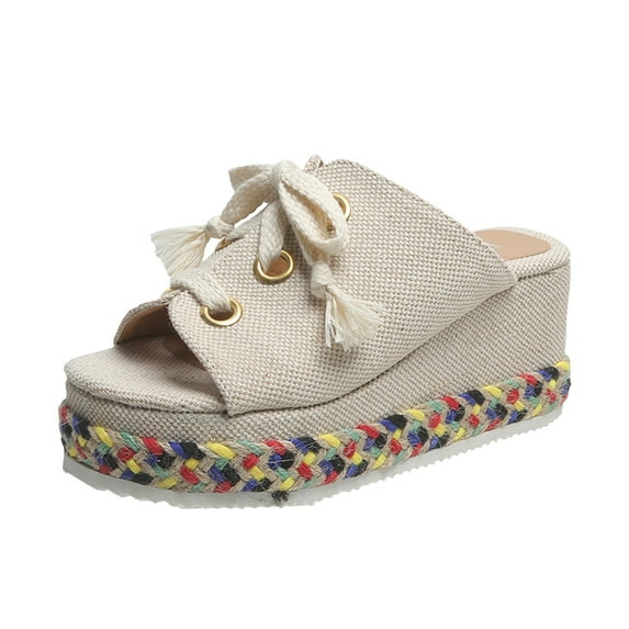 FNFYFH Women's Platform Wedge Sandals Comfortable Slide Sandals for Women Casual Slip on Platform Wedges Slides Open Toe Beach Summer Sandals