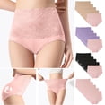 thumbnail image 1 of FNFYFH Women's Plus Size High Waisted Underwear Lace Briefs Super Stretchy Postpartum Underwear Tummy Control Panties 5 Pack, 1 of 9
