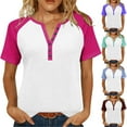 thumbnail image 1 of FNFYFH Women's Plus Size Short Sleeve T-Shirts Casual Summer Basic Crew Neck Loose Fit Henley Shirts, 1 of 9