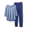 thumbnail image 1 of FNFYFH Women's Soft Modal Pajama Set Short Sleeve T-Shirt and Pant Sleepwear Set V Neck 2 Piece Sets Sets Lounge Sets Casual Loose Loungewear, 1 of 5