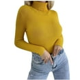 thumbnail image 1 of FNFYFH Women's Turtleneck Sweater Long Sleeve Ribbed Knitted Sweaters Solid Color Pullover Winter Warm Soft Basic Shirts, 1 of 5