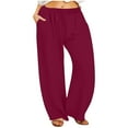 thumbnail image 1 of FNFYFH Women's Wide Leg Sweatpants Plus Size Fleece Lined Sweatpants Thermal Baggy Drawstring Elastic Low Waist Pants with Pockets, 1 of 7