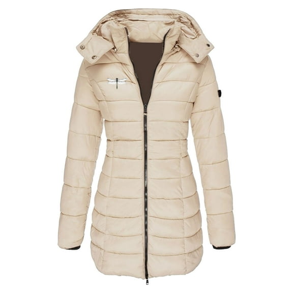 FNFYFH Women's Winter Down Coat Loose Fit Zip Up Quilted Jacket Hooded Long Sleeve Padded Outwears with Hood