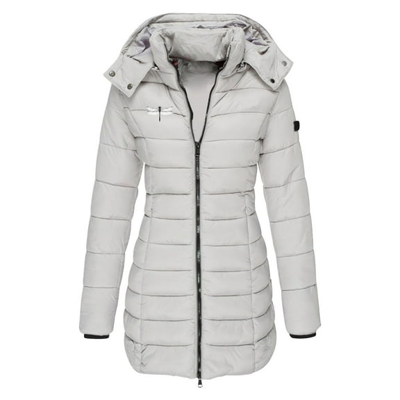 FNFYFH Women's Winter Down Coat Loose Fit Zip Up Quilted Jacket Hooded Long Sleeve Padded Outwears with Hood