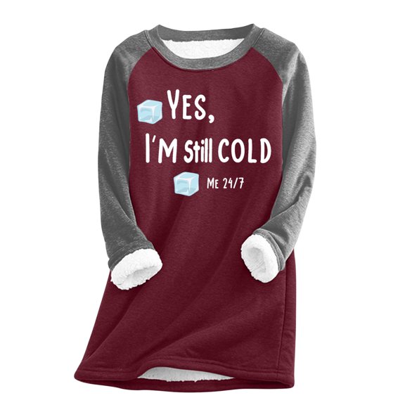 FNFYFH Women's Winter Warm Sherpa Lined Fleece Crewneck Sweatshirt Pullover Soft Loungewear Tunic Tops Underwear