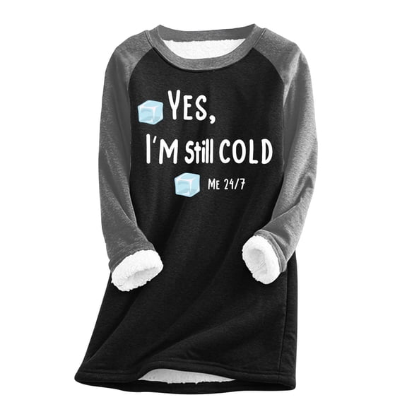 FNFYFH Women's Winter Warm Sherpa Lined Fleece Crewneck Sweatshirt Pullover Soft Loungewear Tunic Tops Underwear