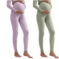 thumbnail image 1 of FNFYFH Womens 2PC Maternity Leggings Over The Belly Full Length Yoga Pants Thermal Winter Tights, 1 of 2
