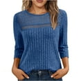 thumbnail image 1 of FNFYFH Womens 3/4 Sleeve Shirt Soft Crochet Knit Pullover Sweater Tunic Tops Dressy Casual Lace Work Blouses, 1 of 8