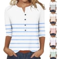 thumbnail image 1 of FNFYFH Womens 3/4 Sleeve Tops Plus Size Henley Shirts Casual Trendy Button T Shirts Summer Basic Tunic, 1 of 5