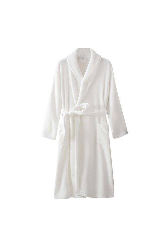 Womens Bath Robe for Shower Fleece Bathrobe with Blend Warm Long Sleeve Pajama Unisex Fluffy Bath Gown Gray L-XXL