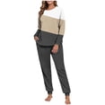 thumbnail image 1 of FNFYFH Womens Color Block Sweatsuit Fleece 2 Piece Outfit Long Sleeve Crew Neck Pullover and Jogger Set Soft Pajamas Sets, 1 of 7
