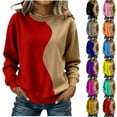 thumbnail image 1 of FNFYFH Womens Color Block Swetshirt Crewneck Long Sleeve Loose Fit Tops Oversized Sweatshirts, 1 of 6