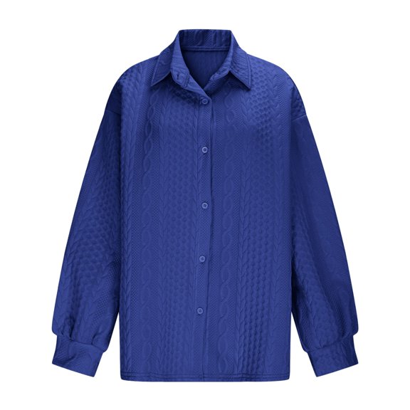 FNFYFH Womens Cotton Button Down Shirt Loose Fit Shacket Jacket Solid Collared Blouses Top with Pockets