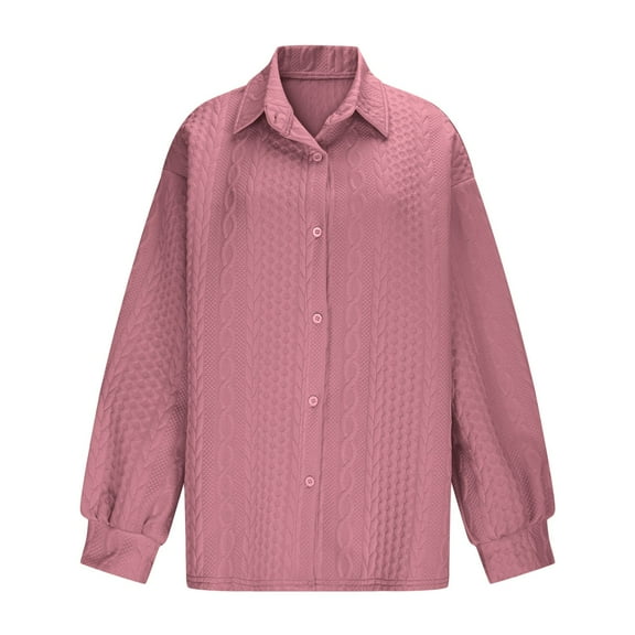 FNFYFH Womens Cotton Button Down Shirt Loose Fit Shacket Jacket Solid Collared Blouses Top with Pockets