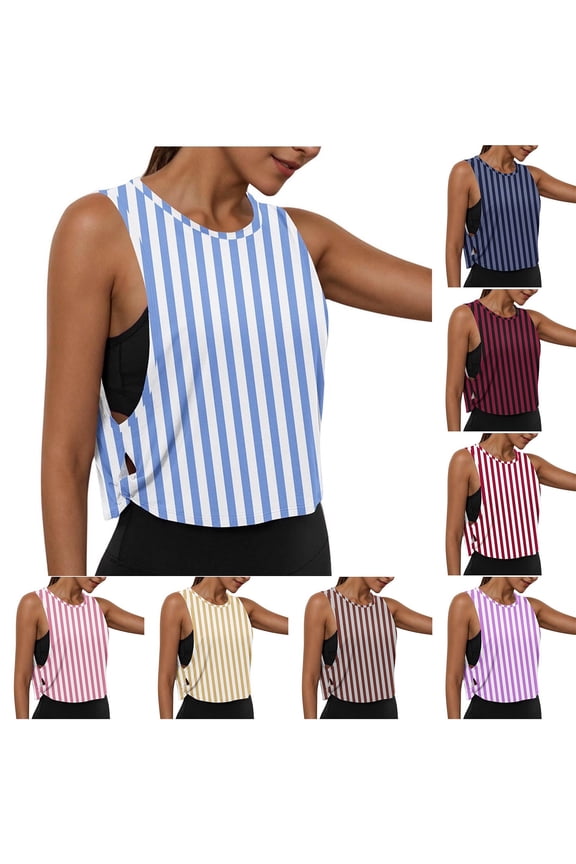 Womens Crop Tank Tops Sleeveless Workout Tops Cropped Athletic Shirts Muscle Tank