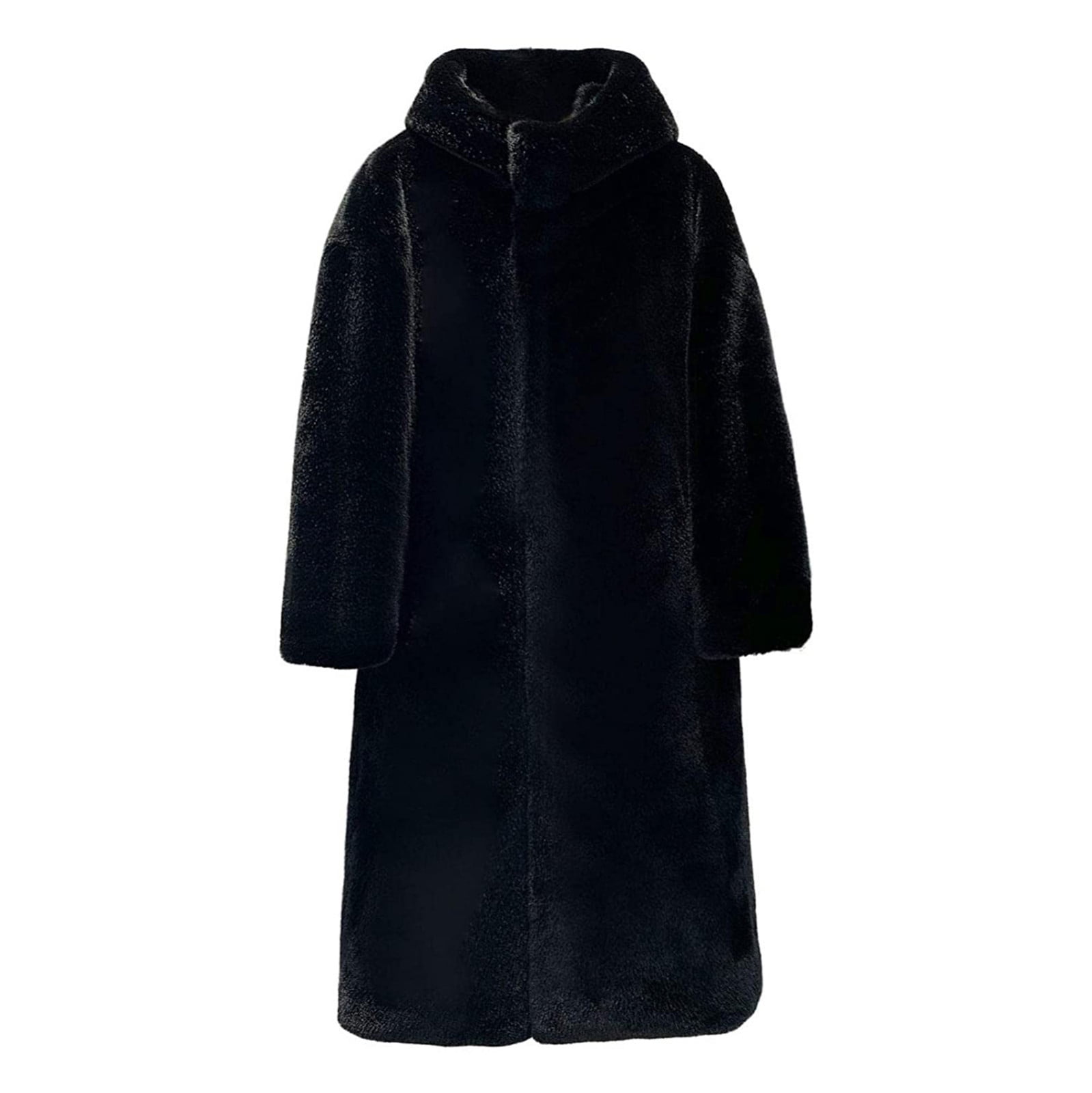 Women Fluffy Shaggy Coat Faux Fur Zipper Outerwear Thick Hoodie Warm Coats