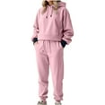 thumbnail image 1 of FNFYFH Womens Fleece 2 Piece Outfits Sweatsuit Cropped Pullover Sweatshirt Joggers Pants Tracksuit Set, 1 of 9