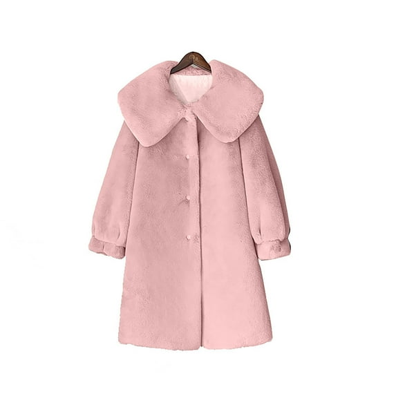 FNFYFH Womens Fleece Jacket Oversize Fluffy Coat Long Solid Color Lapel Shaggy Jackets Long Sleeve Winter Puffer Coats