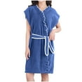 thumbnail image 1 of FNFYFH Womens Fleece Robes Soft Plush Ruffle Trim Sleeveless Bathrobes Quick Dry Thermal Thick Bath Robe, 1 of 5