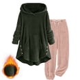 thumbnail image 1 of FNFYFH Womens Fuzzy Fleece Pajamas Set Plus Size Sherpa 2 Piece Outfits Cute Warm Hoodie Plush Jogger Pants Soft Fluffy Pjs Winter Sleepwear, 1 of 6