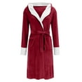thumbnail image 1 of FNFYFH Womens Hooded Robe Plus Size Fleece Long Robes Cozy Flannel Bathrobe Quick Dry yet Warm Housecoat with Pockets and Belt, 1 of 6
