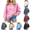 thumbnail image 1 of FNFYFH Womens Hoodies Drawstring Hooded Sweatshirt Drop Shoulder Pullover Cute Hoodie with Kangaroo Pocket, 1 of 8