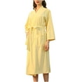 thumbnail image 1 of FNFYFH Womens Lightweight Waffle Robe Long Kimono Spa Bathrobe Quick Dry Absorbent Robes Soft Loungewear with Pockets, 1 of 3