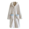 thumbnail image 1 of FNFYFH Womens Long Plush Robes Soft Button Down Fleece Robe Hooded Long Sleeve Spa Bathrobe Cute Cozy Housecoat with Pockets, 1 of 9