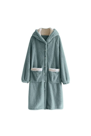 ladies dressing gowns with buttons Slenderella Ladies Button Up Boucle Fleece Dressing Gown (3 Colours) Mill Outlets