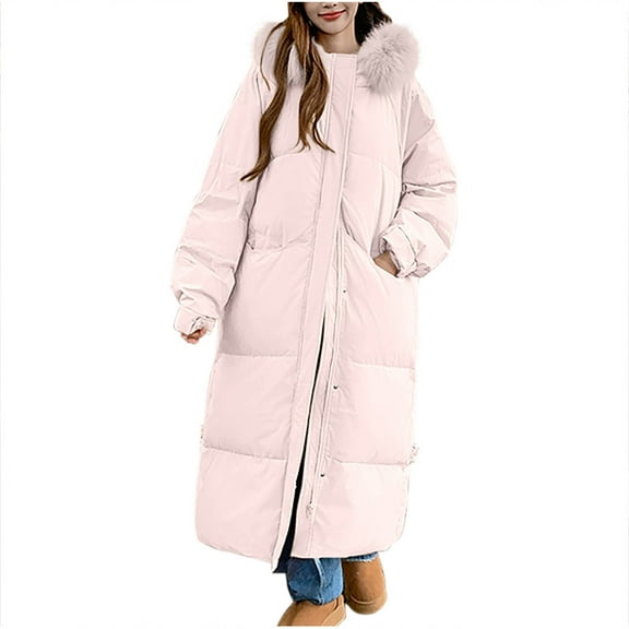 FNFYFH Womens Long Puffer Jacket Lightweight Quilted Jackets Hooded Solid Color Winter Coat Plus Size Womens Clothing