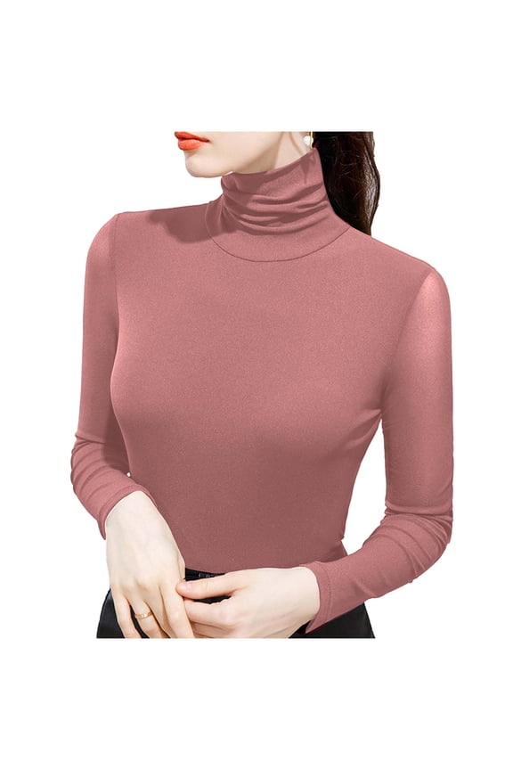 Womens Long Sleeve Turtleneck Mesh Tops Slim Fitted Lightweight Undershirts Casual Layer Tops Shirts