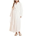 thumbnail image 1 of FNFYFH Womens Mens Robe Long Plush Soft Bathrobe Jacquard Flannel Robes Shawl Collar Sleepwear Cozy Warm Housecoat with Pockets, 1 of 6