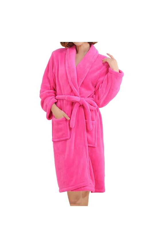 Womens Mens Robe Soft Flannel Shawl Collar Bathrobe Plush Fluffy Long Robes for Couples Wedding Engagement Gifts