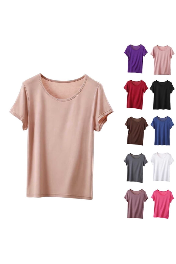 FNFYFH Womens Modal Soft Crewneck Short Sleeve T Shirts Summer Casual Basic Tops Tees