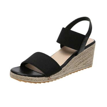 FNFYFH Womens Open Toe Espadrilles Dressy Platform Sandals Slip on Elastic Ankle Strap Wedges Sandals