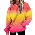 thumbnail image 1 of FNFYFH Womens Oversized Hoodies Gradient Drop Shoulder Sweatshirts Casual Long Sleeve Hooded Pullover Tops with Pockets, 1 of 5