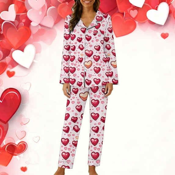 FNFYFH Womens Pajama Sets 2 Piece Pjs Set Classic Button Down Sleepwear Soft Long Sleeve Lounge Sets