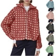 thumbnail image 1 of FNFYFH Womens Plaid Jacket Fuzzy Fleece Zip Up Flannel Coat Loose Fit Lapel Sherpa Checkered Coats Trendy Cropped Fluffy Jackets, 1 of 8