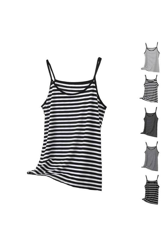 Womens Plus Size Camisole Striped Spaghetti Strap Tank Top Soft Modal Undershirts