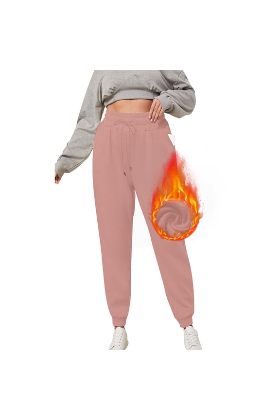 Womens Plus Size Fleece Pants Drawstring Elastic Sherpa Lined Sweatpants Active Running Jogger Pants with Pockets