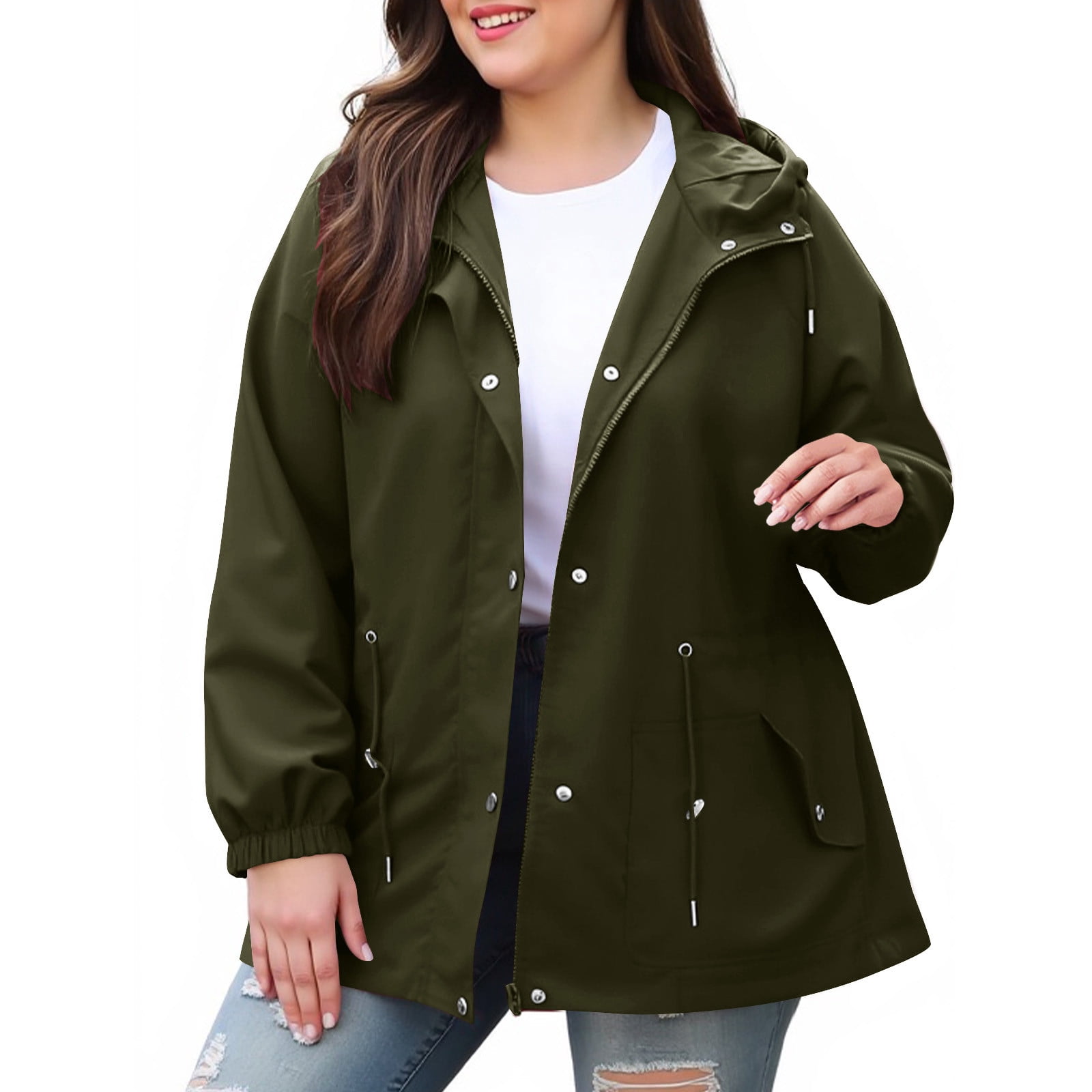 Levi's Women's Midlength Rubberized PU Rain Jacket - Standard & Plus Sizes, Adjustable Hood, Swing Parka Style