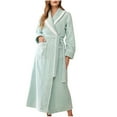 thumbnail image 1 of FNFYFH Womens Plush Robe Full Length Sift Jacquard Flannel Robes Spa Bathrobe Thick Warm Housecoat Loungwear, 1 of 3