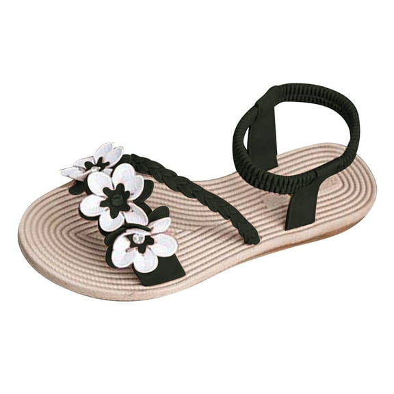 FNFYFH Womens Sandals Shoes Comfort Walking with Non Slip on Casual Summer Beach Shoes Dress Ankle Elastic Jeweled Bohemian Flats