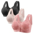 thumbnail image 1 of FNFYFH 3 Pack Wireless Bras for Women Plus Size Push-up Bra No Underwire Smoothing Front Close Button Wirefree Underwear 2024 Womens Sexy T-shirts Bras M-XXXXXL, 1 of 3